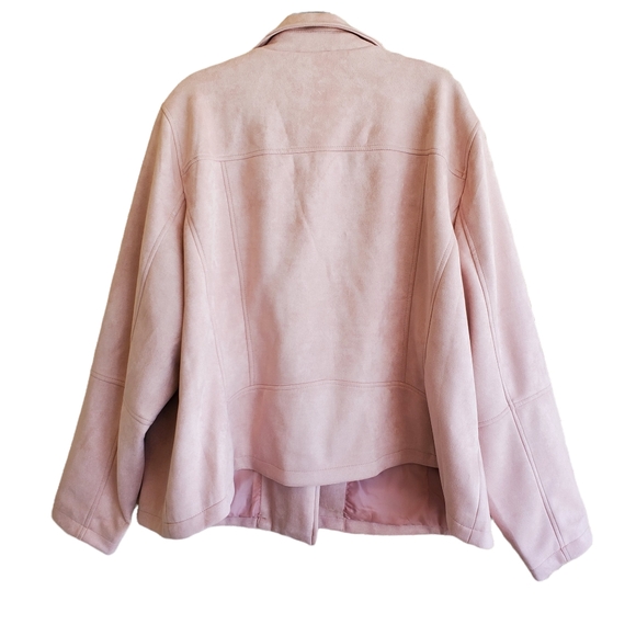 Lane Bryant Blush Pink Faux Suede Moto Jacket Asymmetrical Zip Size 26 28 - Picture 4 of 9